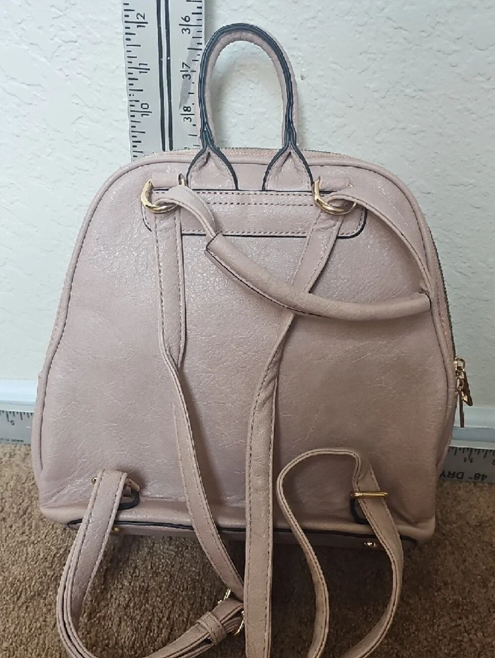 Women's Blush Pink Faux Leather Mini Backpack,used In Fair Condition.
